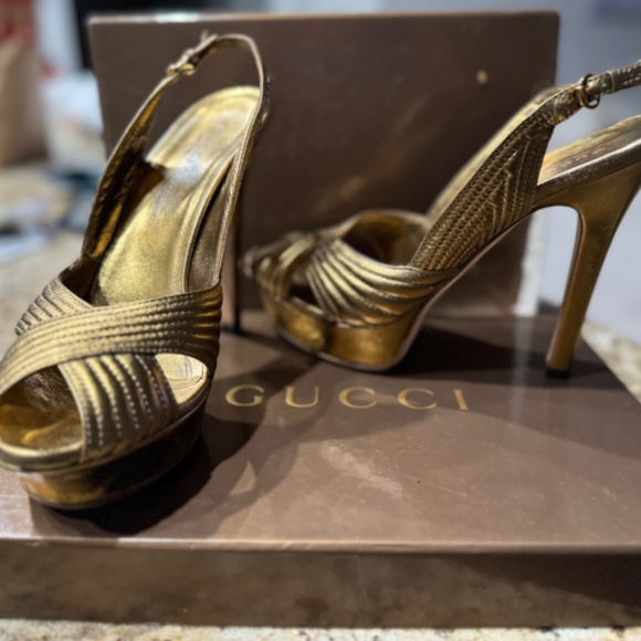 Authentic Gucci Gold Platform High Heels Like New - Picture 6 of 6